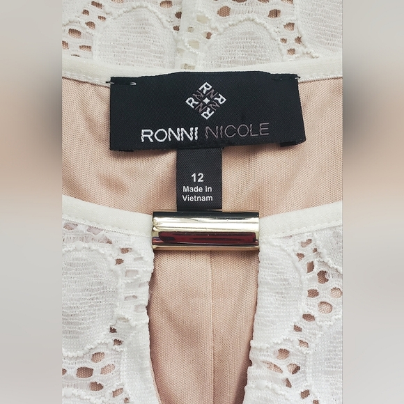 Ronni Nicole Lace Keyhole Sleeveless Sheath Dress Ivory White Summer Size 12 - Picture 10 of 12